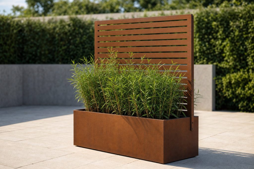 Flexible Raumtrennung im Garten und auf der Terrasse mit integrierten Sichtschutzelementen